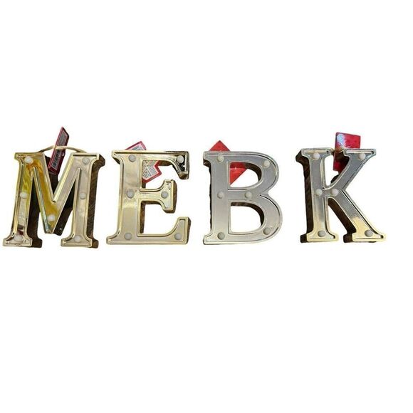 Ganz LED Light Up Marquee Initial Monogram GOLD Letters M E B or K - Picture 1 of 3
